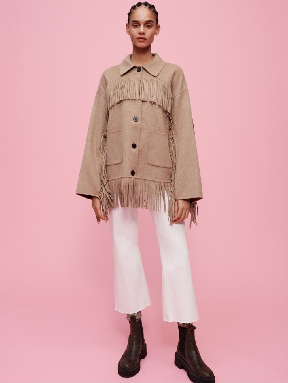 Maje Fringe Jacket Oversized